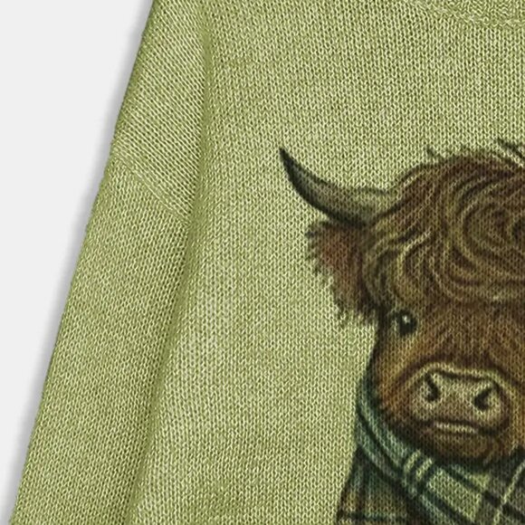 Cute Baby Cow Print Green Sweater - Picture 3 of 4